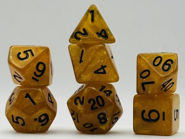 Kości RPG „Miodowy Nektar” – komplet 7 kości do gier fabularnych — kości RPG HalfyCraft