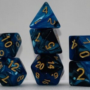 Kości RPG „Lazurowy Jadeit” – komplet 7 kości — kości RPG HalfyCraft