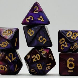 Kości RPG „Mroczny Ametyst” – komplet 7 kości — kości RPG HalfyCraft