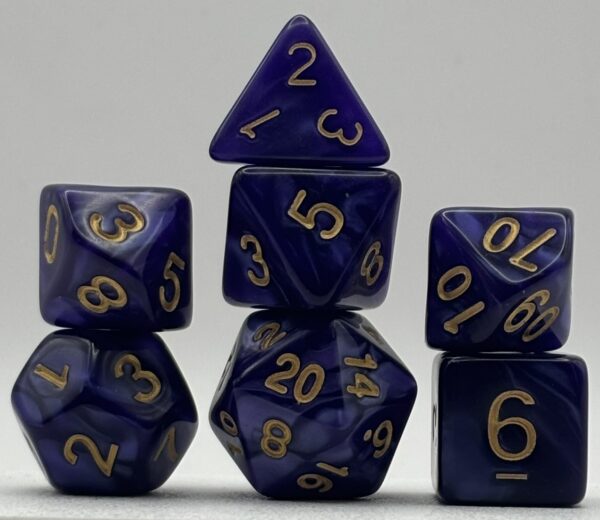 Kości RPG „Ametystowy Mrok” – komplet 7 kości — kości RPG HalfyCraft