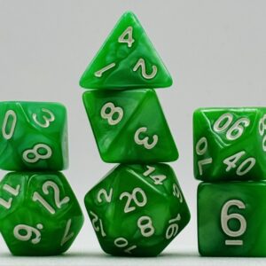 Kości RPG „Jadeitowy Gaj” – komplet 7 kości — kości RPG HalfyCraft