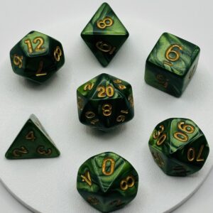 Kości RPG „Jadeitowa Puszcza” – komplet 7 kości — kości RPG HalfyCraft