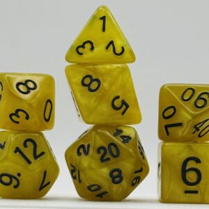 Kości RPG „Bursztynowy Smok” – komplet 7 kości — kości RPG HalfyCraft