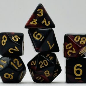 Kości RPG „Smocza Obsydianowa Kuźnia” – komplet 7 kości — kości RPG HalfyCraft