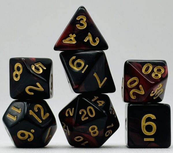 Kości RPG „Smocza Obsydianowa Kuźnia” – komplet 7 kości — kości RPG HalfyCraft