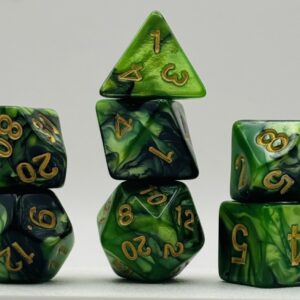 Kości RPG „Jadeitowy Smok” – komplet 7 kości — kości RPG HalfyCraft