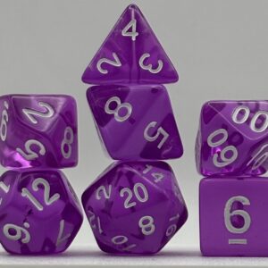 Kości RPG „Fioletowy Ametyst” – komplet 7 kości — kości RPG HalfyCraft
