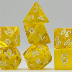 Kości RPG „Bursztynowy Blask” – komplet 7 kości — kości RPG HalfyCraft